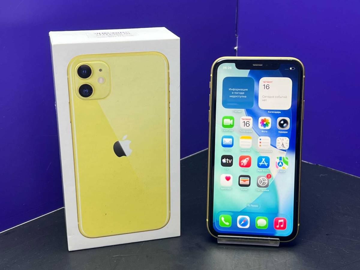  iPhone 11 64Gb Yellow АКБ:100% imei356568106832736