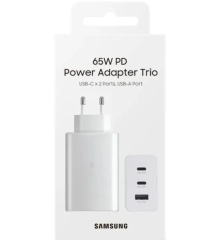Адаптер питания Samsung 65W PD USB-Cx2 + USB-A Trio Original White