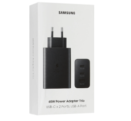 Адаптер питания Samsung 65W PD USB-Cx2 + USB-A Trio Original Black