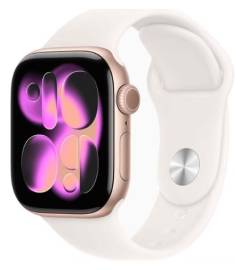 Apple Watch Series 11 Rose Gold 46mm Light Blush Sport Band S/M MEV64